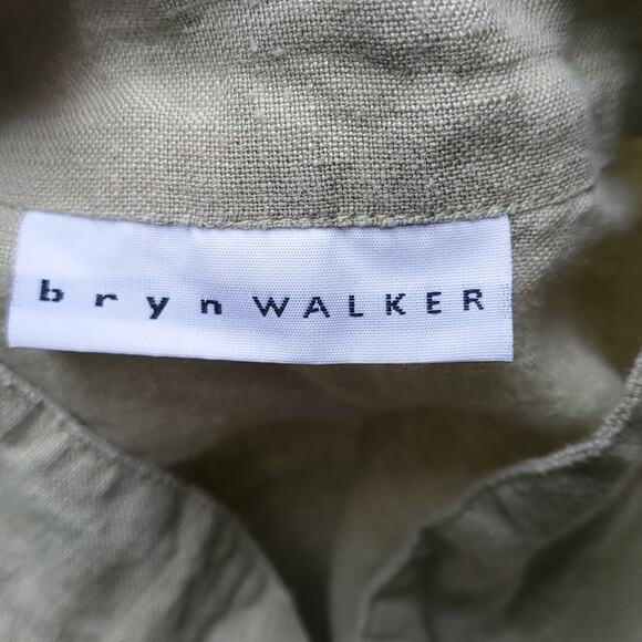Bryn Walker Light Green Linen Button Down Tunic Top Pockets Lagenlook Sz L - Picture 12 of 15